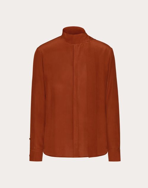 Valentino - Washed Silk Shirt With Neck Tie - Ochre - Man - Shirts