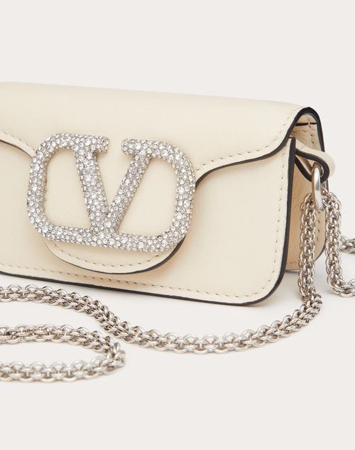 Valentino Garavani Garavani Loco Micro Bag with Chain and Jewel Logo Woman Light Ivory Onesize