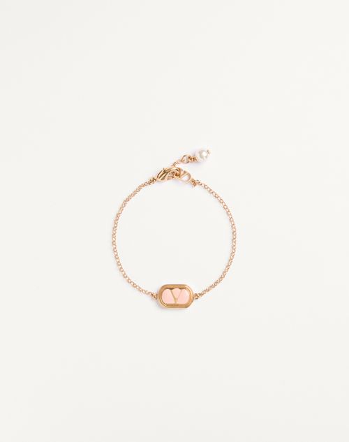 Valentino Garavani - オヴァレット メタル X エナメル X スワロフスキー®パール ブレスレット
 - ゴールド/ローズ - ウィメンズ - ジュエリー