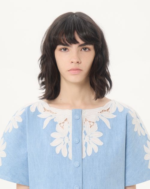 Valentino - Light Blue Embroidered Denim Shirt - Denim - Woman - Denim