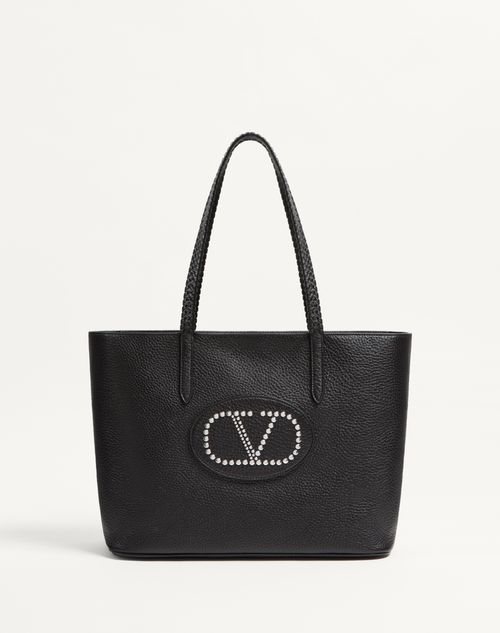 Valentino Garavani - Valentino Garavani Nellcôte Shopping Bag In Grainy Calfskin - Black - Woman - Summer Totes - Bags (vlogo Totes/signature)