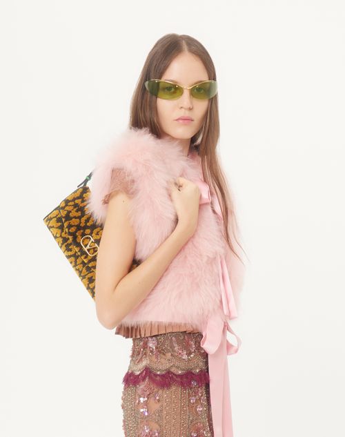 Valentino Garavani - Valentino Garavani Devain Small Shoulder Bag In Animalier Jacquard Fabric - Animal Print - Woman - Shoulder Bags