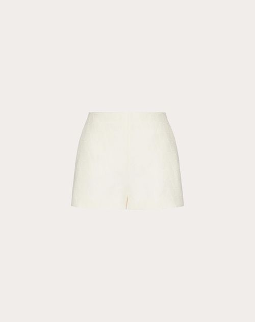 Valentino - Shorts Aus Toile Iconographe Crepe Couture - Elfenbein - Frau - Hosen & Shorts