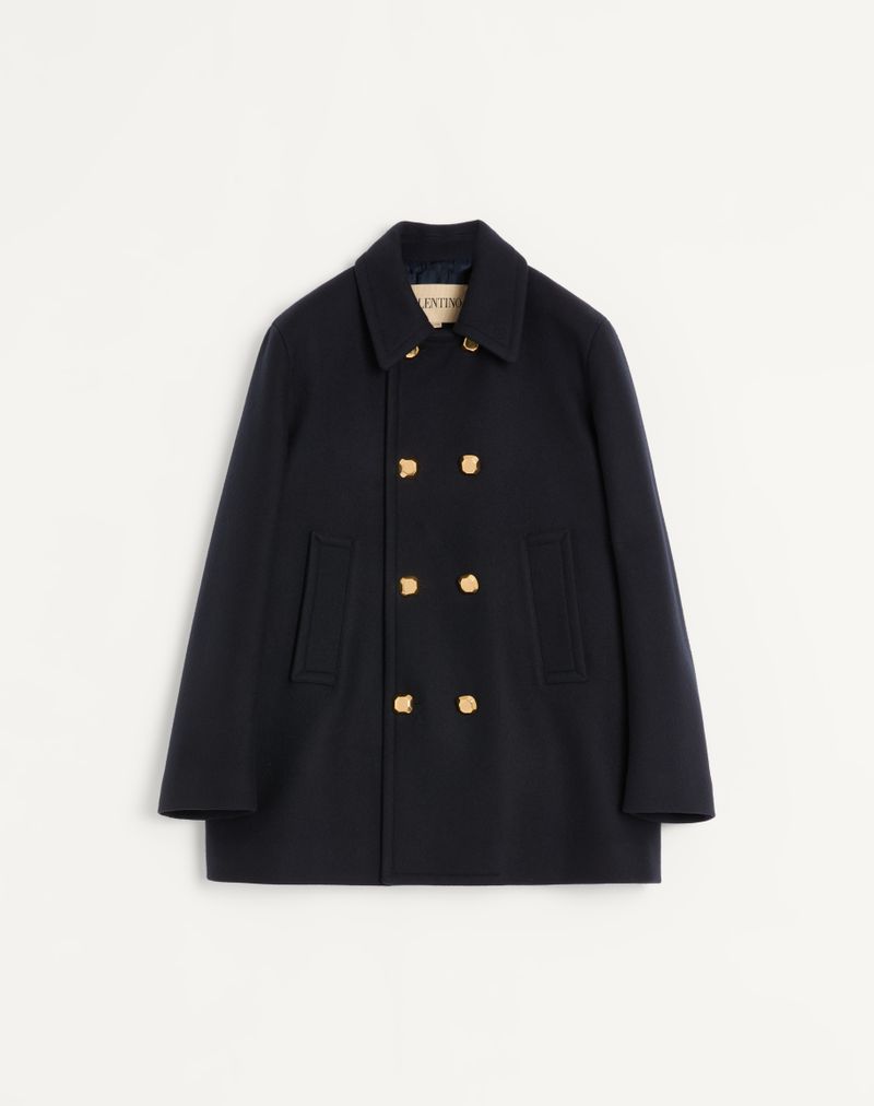 Manteau Croisé Feutre Laine Marine — Valentino