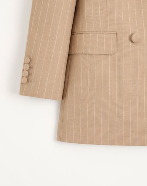 Valentino - Faded Pinstripe Jacket - Beige/ivory - Woman - Jackets And Blazers