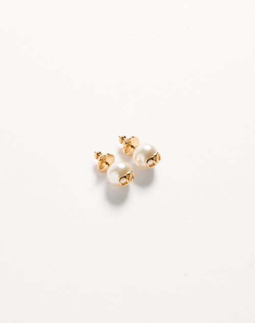 Valentino Garavani - Vlogo Signature Earrings With Pearls - Gold/cream - Woman - Accessories