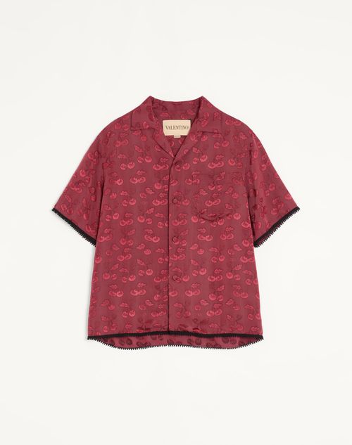 Valentino - Valentino Bowlinghemd Aus Viskose Mit Cherryfic-jacquardmuster - Magenta - Mann - Hemden