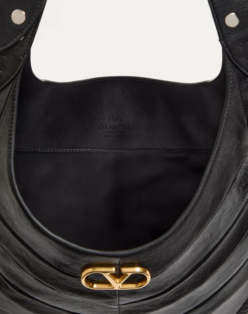 Valentino Garavani - Valentino Garavani Hoboho Nappa Leather Hobo Bag With Chevron Pattern - Black - Woman - Woman F&f Integration