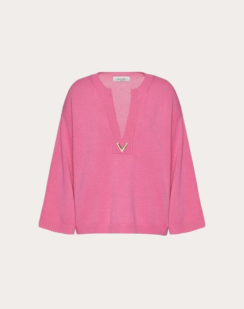 Valentino - V Gold Cashmere Sweater - Eclectic Pink - Woman - Woman Ready To Wear Sale