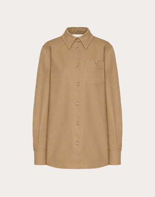 Valentino - Stretch Cotton Canvas Overshirt - Beige - Woman - Jackets And Blazers