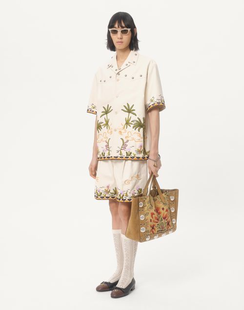 Valentino - Cotton Canvas Shirt With Floral Embroidery - Shell - Man - Shirts