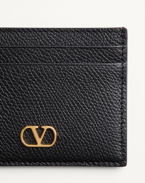 Valentino Garavani - Porte-cartes Vlogo Signature En Cuir De Veau Grainé - Noir - Femme - Wallets & Cardcases - Accessories