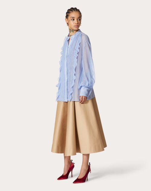 Valentino - Classic Stripes Chiffon Shirt - Azure - Woman - Shirts And Tops