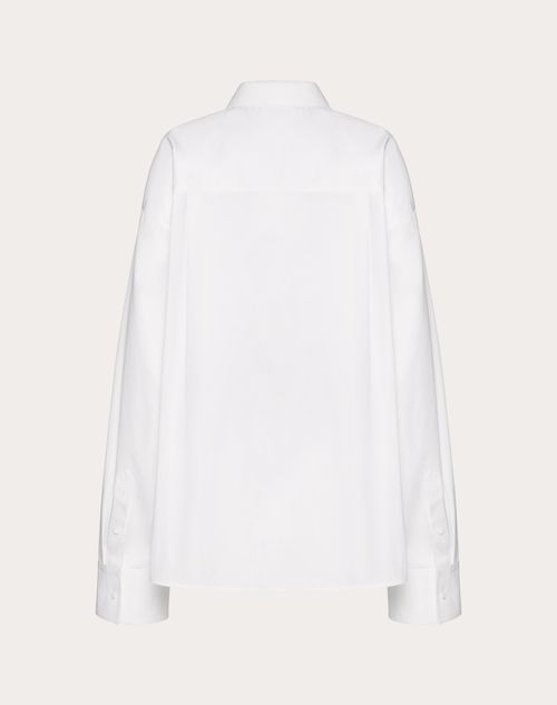 Valentino - Blusa De Compact Popeline - Blanco Óptico - Mujer - Camisas Y Tops