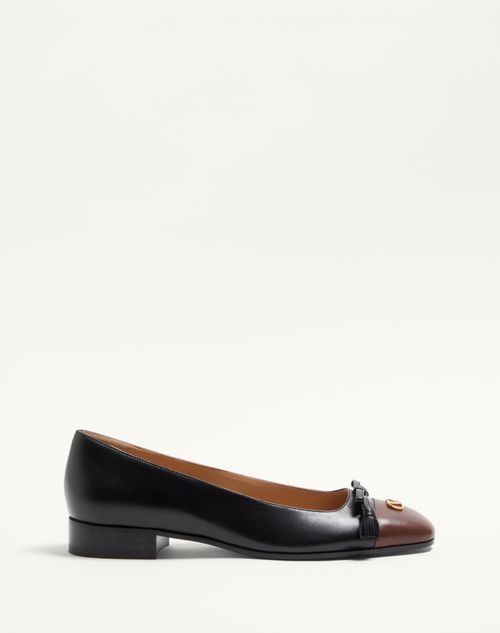 Valentino Garavani - Valet Du Roi Kidskin Ballerina 25mm - Black/coffe - Woman - Ballerinas