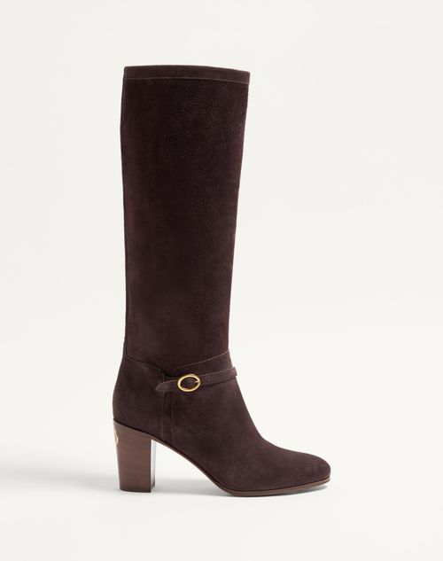 Valentino Garavani - Pattie Crust Leather Boot 75mm - Brown - Woman - Boots&booties - Shoes