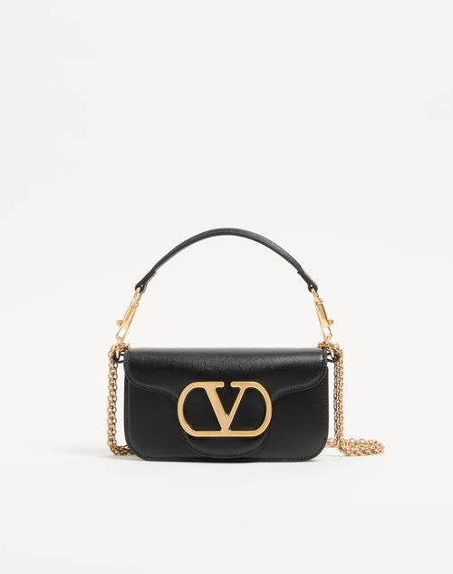 Valentino Garavani - Valentino Garavani Locò Small Shoulder Bag In Calfskin - Black - Woman - Vlogo Signature