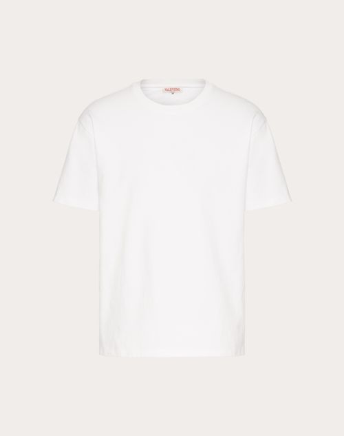 Valentino - Camiseta De Algodón Con Tachuela - Blanco - Hombre - Rebajas Ready To Wear Para Hombre