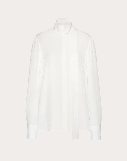 Valentino - Camicia In Silk Jacquard Toile Iconographe - Avorio - Donna - Camicie E Top