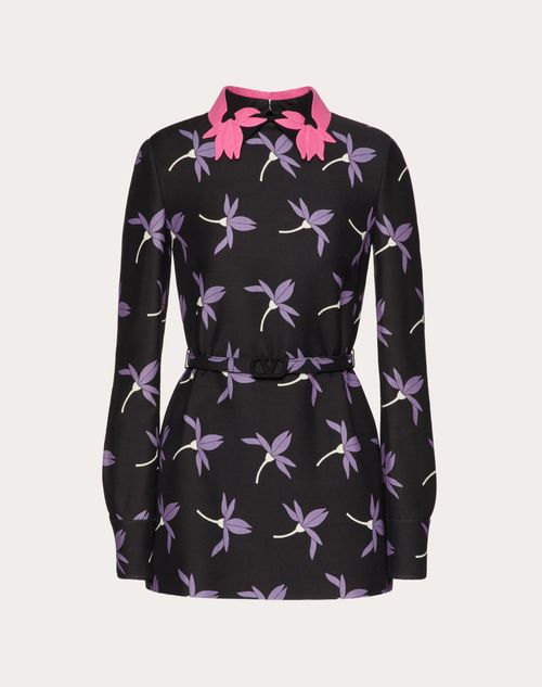Valentino - Printed Crepe Couture Top - Black/lilac - Woman - Woman Sale