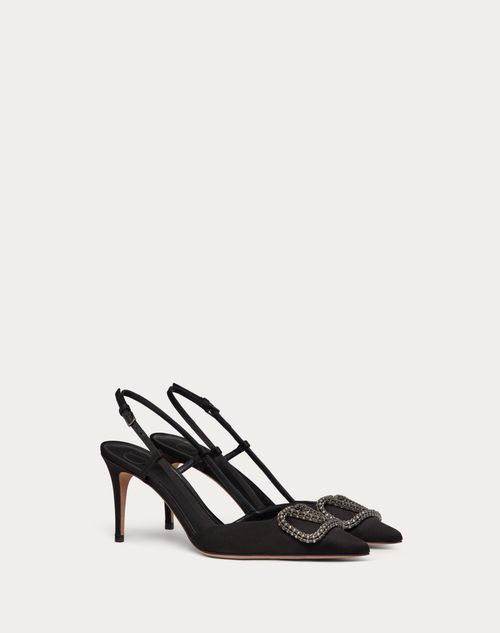 Valentino Garavani - Vlogo Signature Slingpumps Aus Satin, 80 mm - Schwarz - Frau - Pumps