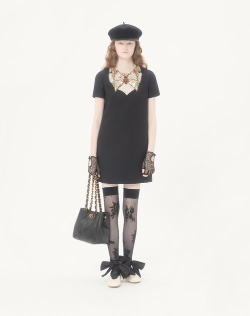 Valentino - Embroidered Crepe Couture Short Dress - Black/multicolor - Woman - Dresses