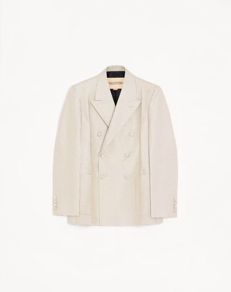 Veste Croisée Soie Jacquard Plusdepois Pli Marqué — Valentino