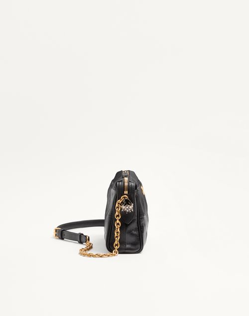 Valentino Garavani - Valentino Garavani Panthea Small Shoulder Bag In Nappa Leather With A Chevron Pattern - Black - Woman - Shoulder Bags