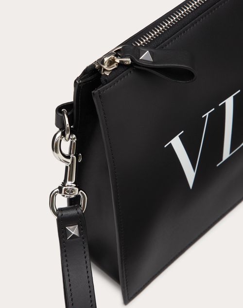 VALENTINO VLTN ポーチ Vltn カーフスキン ポーチ for メンズ インチ ブラック/ホワイト
