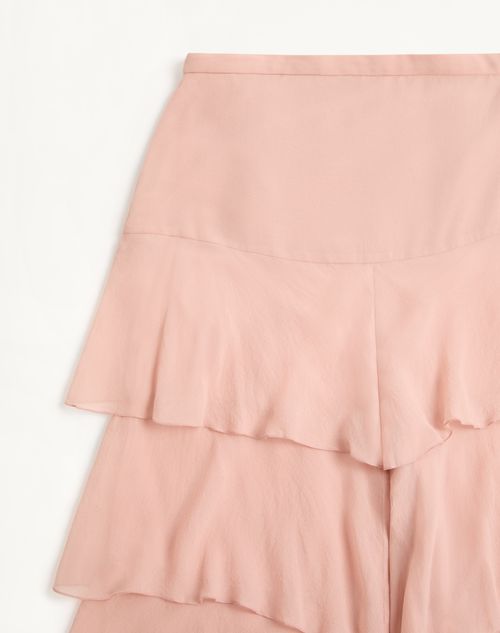Valentino - Trousers In Light Georgette - Pink - Woman - Trousers And Shorts
