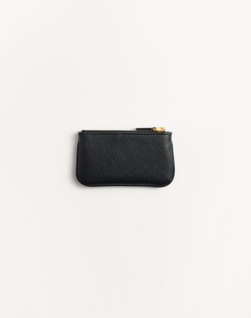 Valentino Garavani - Vlogo Signature Grainy Calfskin Key Ring - Black - Woman - Wallets And Small Leather Goods