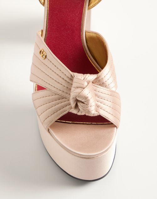 Valentino Garavani - Sandal With Crasher Platform In Satin 125mm - Skin/crystal - Woman - Sandals