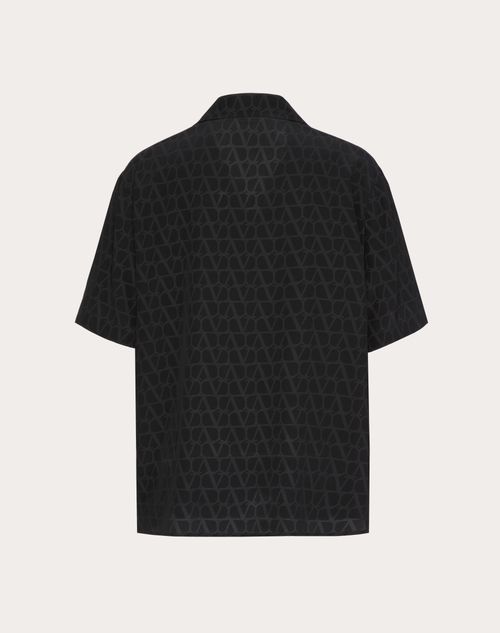 Valentino - Silk Bowling Shirt In Toile Iconographe Print - Black - Man - Shirts