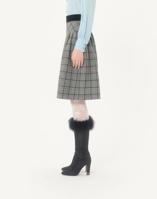 Valentino - Wool Bermuda Shorts With Check Pattern - Grey - Woman - Trousers And Shorts