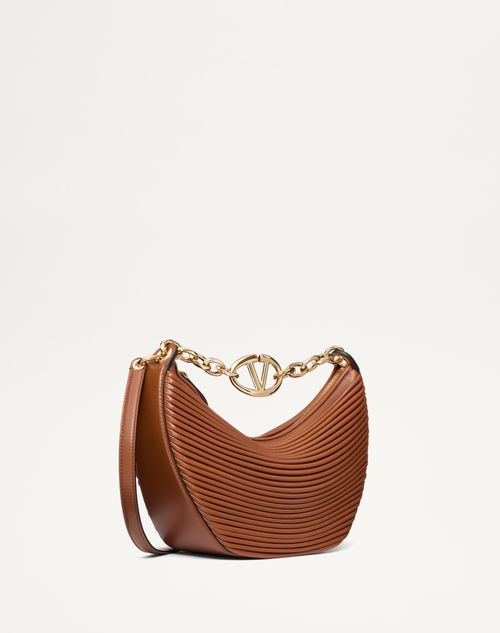 Valentino Garavani - Small Vlogo Moon Hobo Bag In Nappa Leather With Chain - Tobacco - Woman - Woman Bags & Accessories Sale