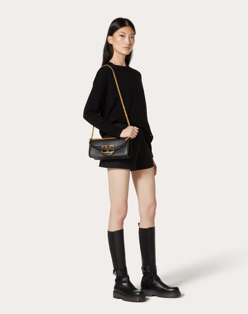 Locò Calfskin Shoulder Bag for Woman in Black | Valentino US