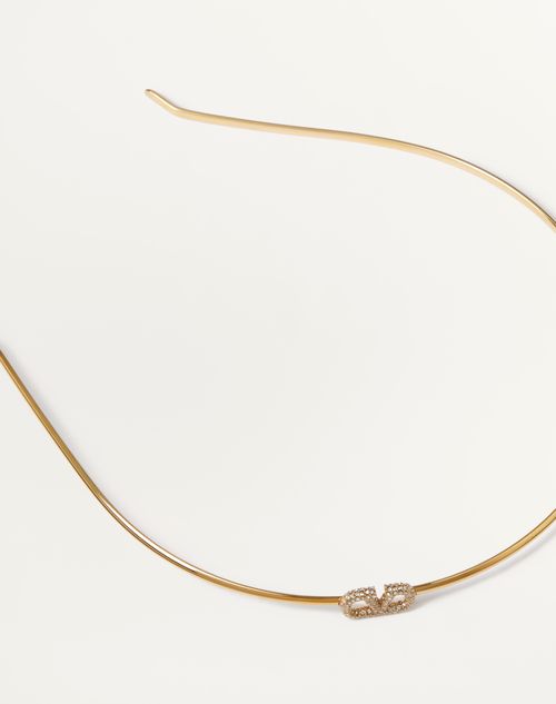 Valentino Garavani - Vロゴ シグネチャー メタル X スワロフスキー® クリスタル カチューシャ - ゴールド - ウィメンズ - ヘアーアクセサリー