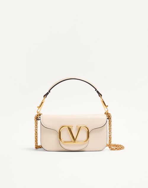 Valentino Garavani - Valentino Garavani Locò Small Shoulder Bag In Calfskin - Light Ivory - Woman - Shoulder Bags