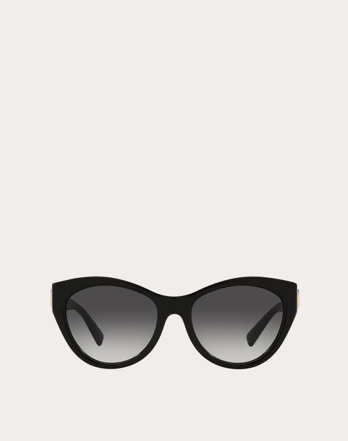 Valentino - Cat-eye Acetate Frame Vlogo Signature - Black/gray - Woman - Eyewear