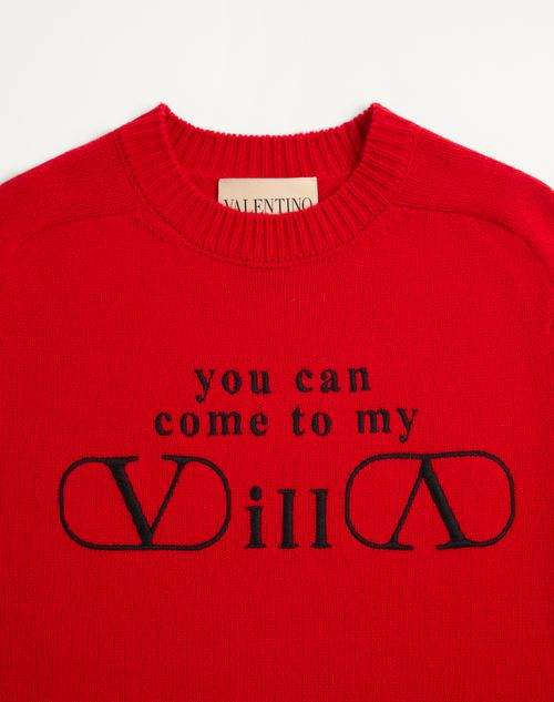 Valentino - Valentino Wool And Cashmere Sweater With You Can Come To My Villa Embroidery - Paris - Man - Knitwear