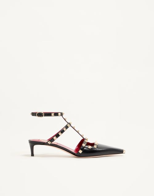 Valentino Garavani - Rockstud Court Shoes In Kid Leather 40mm - Black - Woman - Pumps And Slingbacks