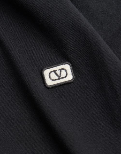 Valentino - Cotton T-shirt With Vlogo Patch - Black - Man - T-shirts And Sweatshirts