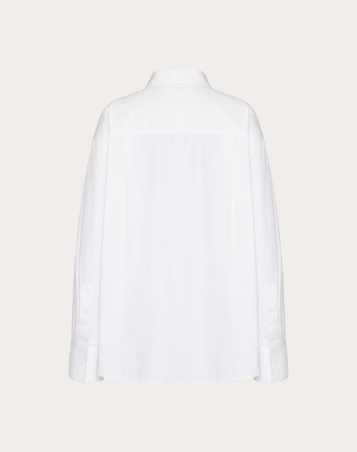 Valentino - Chemise En Popeline De Coton - Blanc/noir - Femme - Chemises Et Tops