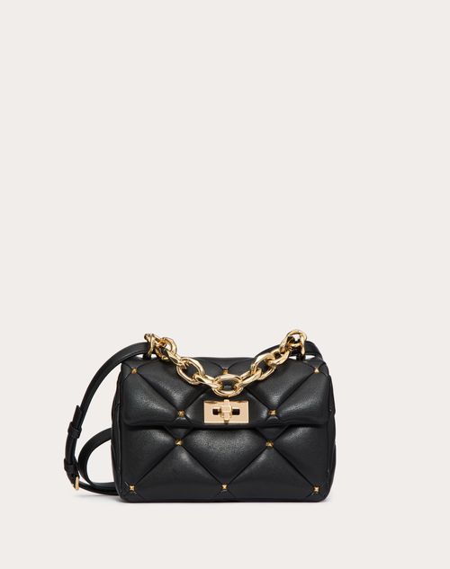 Valentino Garavani - Valentino Garavani Roman Stud Bag In Nappa Patchwork - Black - Woman - Woman Bags & Accessories Sale