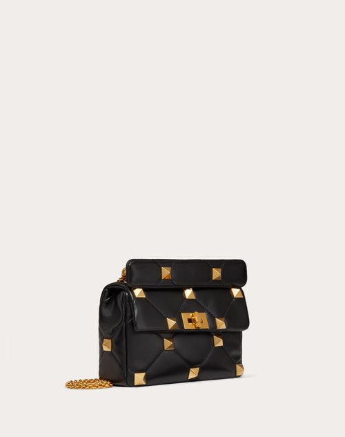 Valentino Garavani - Borsa Media Con Catena Roman Stud The Shoulder Bag In Nappa - Nero - Donna - Saldi Borse E Accessori Donna