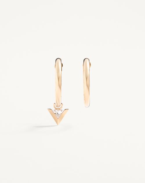 Valentino Garavani - Je Les V Metal And Crystal Hoop Earrings - Gold/crystal - Woman - Accessories
