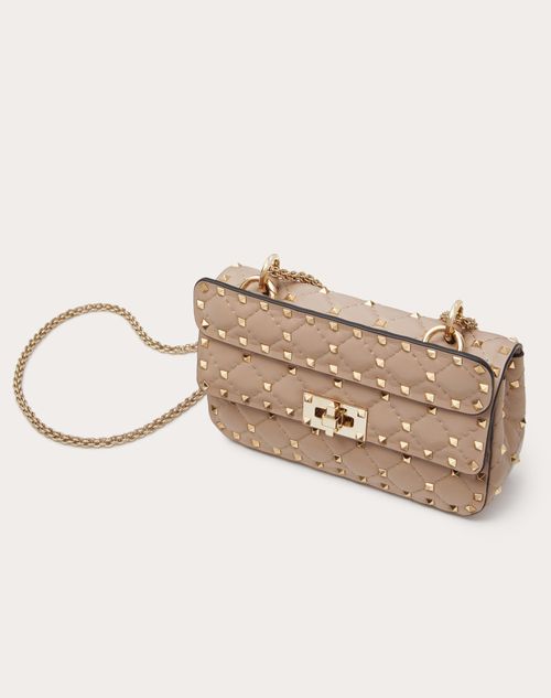 Valentino Beige Quilted Nappa Leather Rockstud Spike Small Shoulder Bag