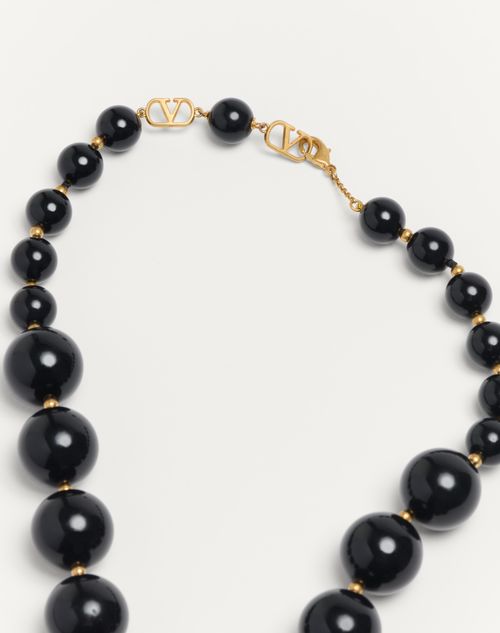 Valentino Garavani - Coeur Royal Necklace In Metal, Resin, Enamel And Swarovski® Crystals - Antique Brass/red/black/crystal - Woman - Fashion Jewelry