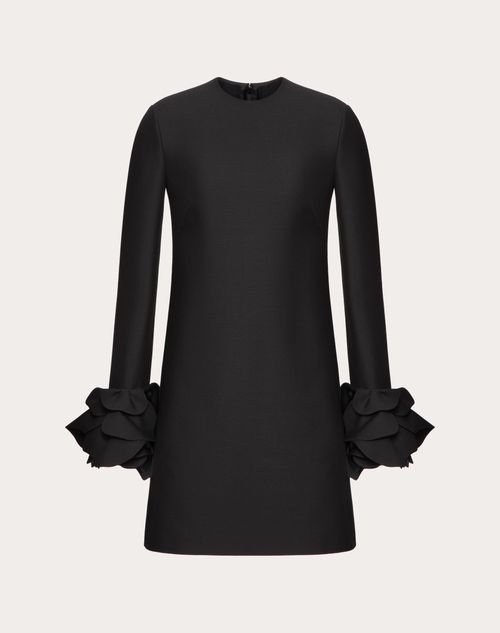 Valentino - Robe Courte Brodée En Crêpe Couture - Noir - Femme - Robes