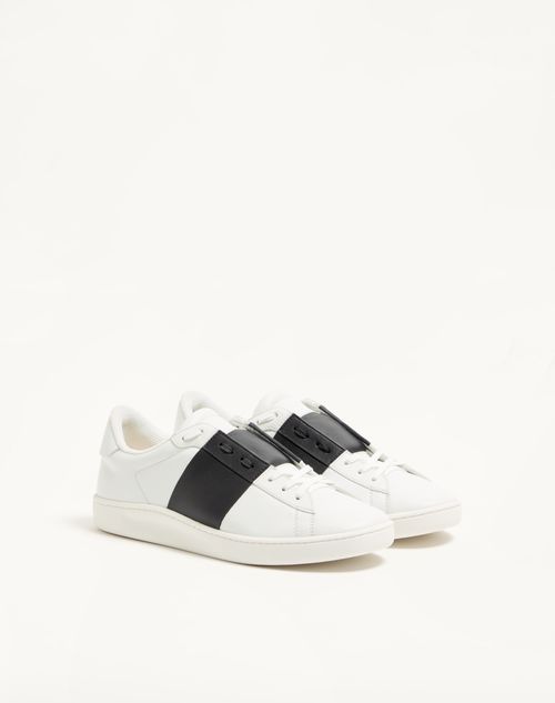 Valentino Garavani - Open Royco Trainer In Nappa Calfskin - White/ Black - Man - Trainers